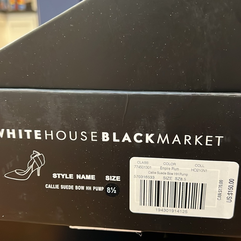 WHITE HOUSE BLACK MARKET empire plum Callie suede HH Bow Pump NIB 8.5 - Picture 6 of 9